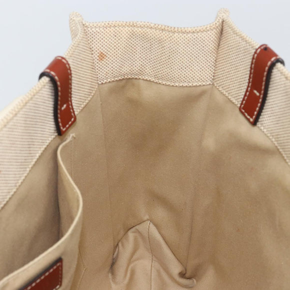 Chloe Woody La Tote Bag Canvas Leather Beige Brown Auth gh1153