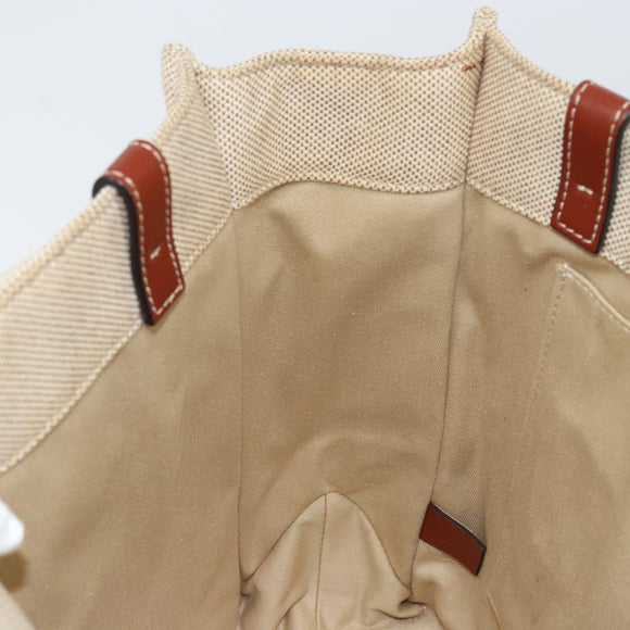 Chloe Woody La Tote Bag Canvas Leather Beige Brown Auth gh1153