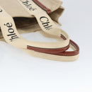 Chloe Woody La Tote Bag Canvas Leather Beige Brown Auth gh1153-7