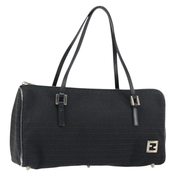 FENDI Zucchino Canvas Hand Bag Black Auth gh1154