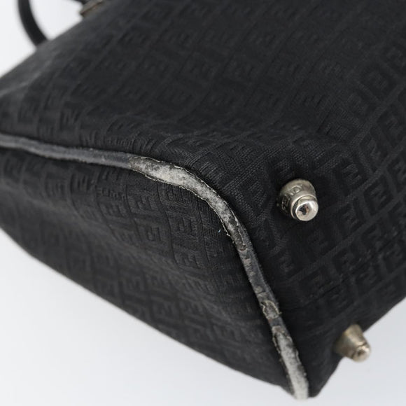 FENDI Zucchino Canvas Hand Bag Black Auth gh1154