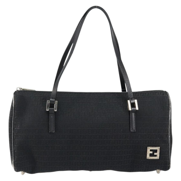 FENDI Zucchino Canvas Hand Bag Black Auth gh1154