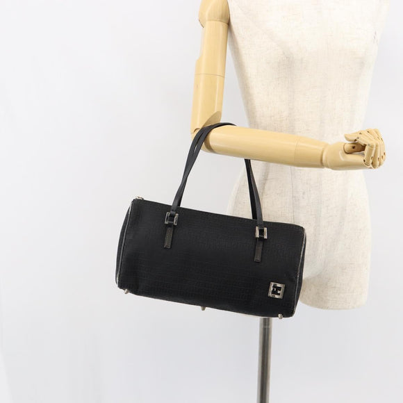 FENDI Zucchino Canvas Hand Bag Black Auth gh1154