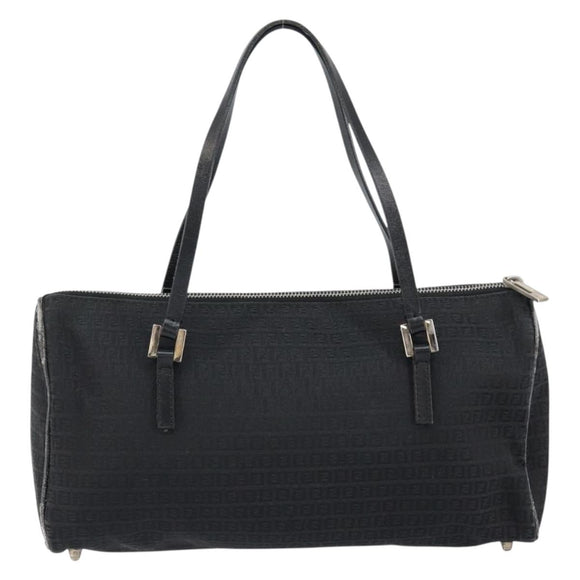 FENDI Zucchino Canvas Hand Bag Black Auth gh1154