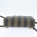 FENDI Pecan Canvas Hand Bag PVC 2way Black Brown Auth gh1157-5