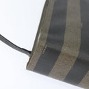 FENDI Pecan Canvas Hand Bag PVC 2way Black Brown Auth gh1157-15