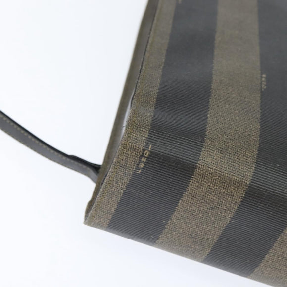 FENDI Pecan Canvas Hand Bag PVC 2way Black Brown Auth gh1157