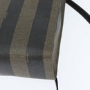 FENDI Pecan Canvas Hand Bag PVC 2way Black Brown Auth gh1157-16