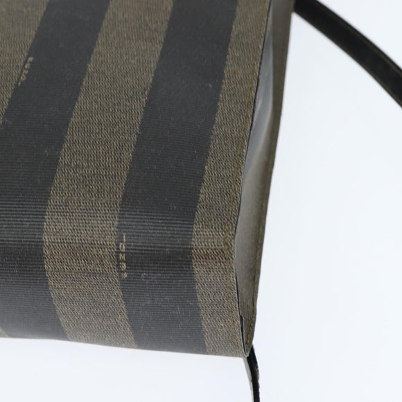 FENDI Pecan Canvas Hand Bag PVC 2way Black Brown Auth gh1157