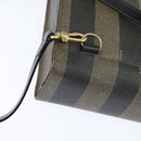 FENDI Pecan Canvas Hand Bag PVC 2way Black Brown Auth gh1157-17
