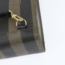 FENDI Pecan Canvas Hand Bag PVC 2way Black Brown Auth gh1157-10