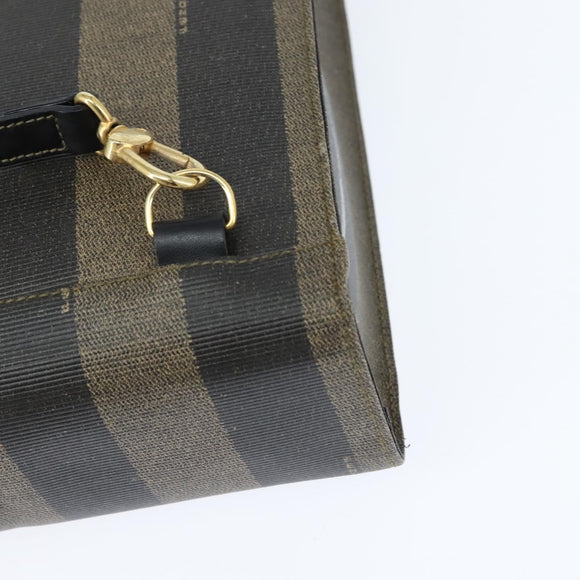 FENDI Pecan Canvas Hand Bag PVC 2way Black Brown Auth gh1157