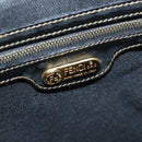 FENDI Pecan Canvas Hand Bag PVC 2way Black Brown Auth gh1157-18