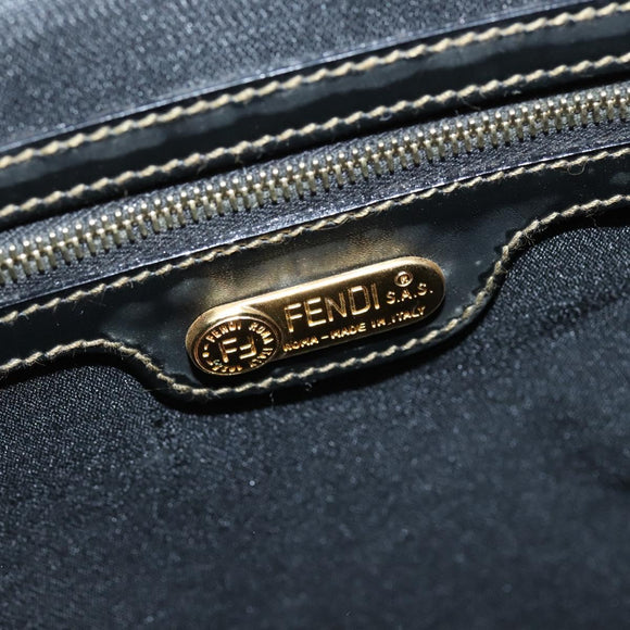 FENDI Pecan Canvas Hand Bag PVC 2way Black Brown Auth gh1157