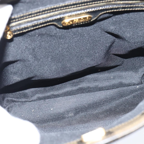 FENDI Pecan Canvas Hand Bag PVC 2way Black Brown Auth gh1157