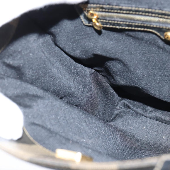 FENDI Pecan Canvas Hand Bag PVC 2way Black Brown Auth gh1157