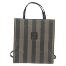 FENDI Pecan Canvas Hand Bag PVC 2way Black Brown Auth gh1157-13