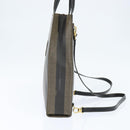 FENDI Pecan Canvas Hand Bag PVC 2way Black Brown Auth gh1157-3