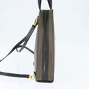 FENDI Pecan Canvas Hand Bag PVC 2way Black Brown Auth gh1157-4