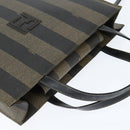 FENDI Pecan Canvas Hand Bag PVC 2way Black Brown Auth gh1157-6