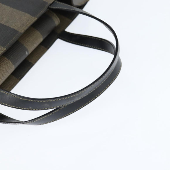 FENDI Pecan Canvas Hand Bag PVC 2way Black Brown Auth gh1157