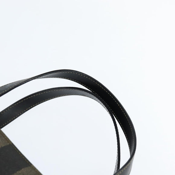 FENDI Pecan Canvas Hand Bag PVC 2way Black Brown Auth gh1157