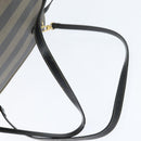 FENDI Pecan Canvas Hand Bag PVC 2way Black Brown Auth gh1157-9