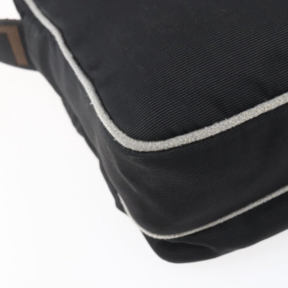 FENDI Shoulder Bag Nylon Black Gold Auth gh1158