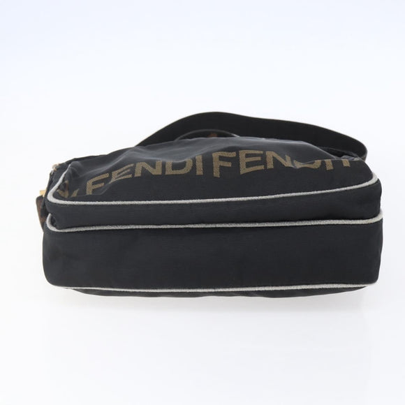 FENDI Shoulder Bag Nylon Black Gold Auth gh1158