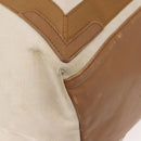 BALENCIAGA Navy Cabas Bag Canvas Leather Light Beige Silver 339936 Auth gh1160-9