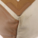 BALENCIAGA Navy Cabas Bag Canvas Leather Light Beige Silver 339936 Auth gh1160-15