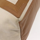 BALENCIAGA Navy Cabas Bag Canvas Leather Light Beige Silver 339936 Auth gh1160-16