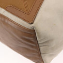 BALENCIAGA Navy Cabas Bag Canvas Leather Light Beige Silver 339936 Auth gh1160-17