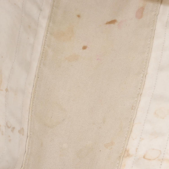 BALENCIAGA Navy Cabas Bag Canvas Leather Light Beige Silver 339936 Auth gh1160