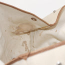 BALENCIAGA Navy Cabas Bag Canvas Leather Light Beige Silver 339936 Auth gh1160-11