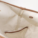 BALENCIAGA Navy Cabas Bag Canvas Leather Light Beige Silver 339936 Auth gh1160-18