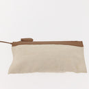 BALENCIAGA Navy Cabas Bag Canvas Leather Light Beige Silver 339936 Auth gh1160-21