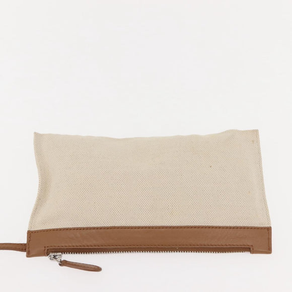 BALENCIAGA Navy Cabas Bag Canvas Leather Light Beige Silver 339936 Auth gh1160