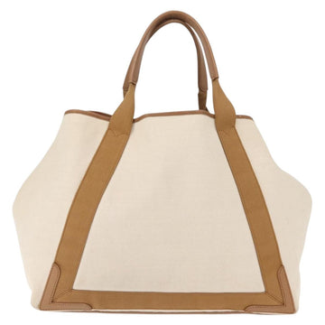 BALENCIAGA Navy Cabas Bag Canvas Leather Light Beige Silver 339936 Auth gh1160 - 0