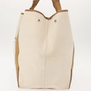 BALENCIAGA Navy Cabas Bag Canvas Leather Light Beige Silver 339936 Auth gh1160-3