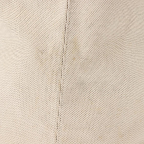 BALENCIAGA Navy Cabas Bag Canvas Leather Light Beige Silver 339936 Auth gh1160