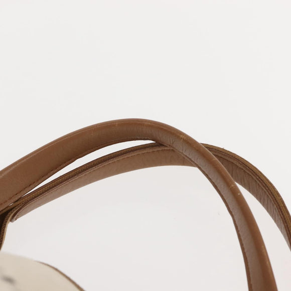 BALENCIAGA Navy Cabas Bag Canvas Leather Light Beige Silver 339936 Auth gh1160