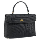 BALLY Quilted Hand Bag Leather Black Gold Auth gh1161-1