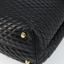 BALLY Quilted Hand Bag Leather Black Gold Auth gh1161-9