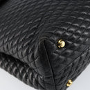 BALLY Quilted Hand Bag Leather Black Gold Auth gh1161-14
