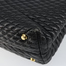 BALLY Quilted Hand Bag Leather Black Gold Auth gh1161-15
