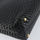 BALLY Quilted Hand Bag Leather Black Gold Auth gh1161-16