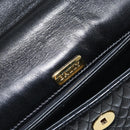 BALLY Quilted Hand Bag Leather Black Gold Auth gh1161-18