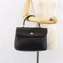 BALLY Quilted Hand Bag Leather Black Gold Auth gh1161-23
