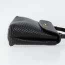 BALLY Quilted Hand Bag Leather Black Gold Auth gh1161-3